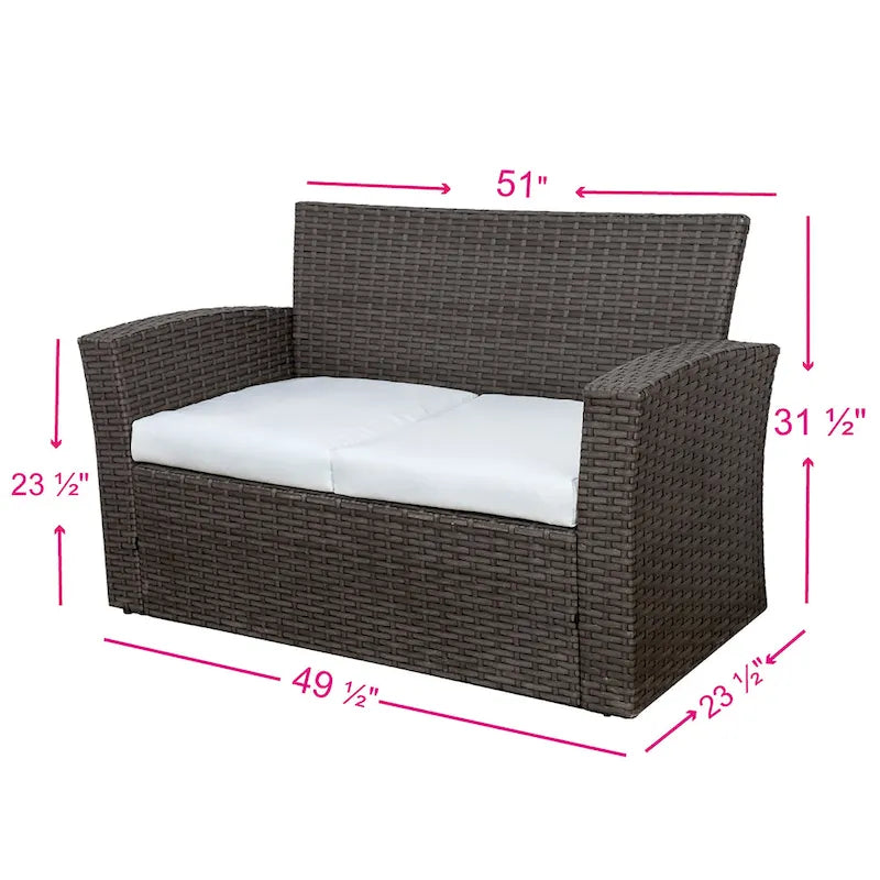 Grandview Outdoor – Ensemble de conversation de patio 4 pièces brun avec coussins