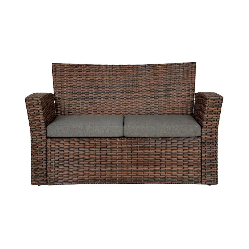 Grandview Outdoor – Ensemble de conversation de patio 4 pièces brun avec coussins