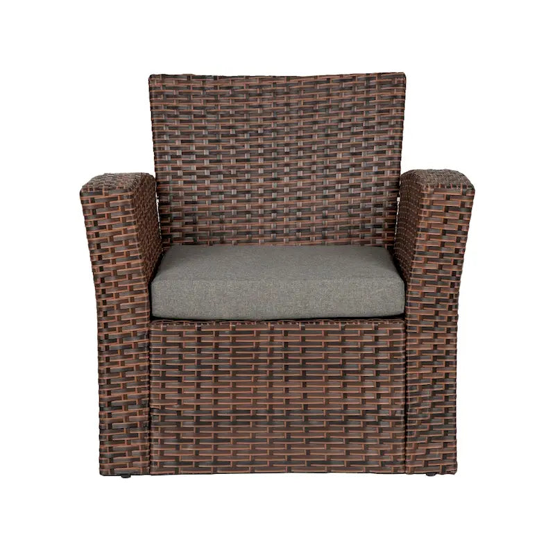Grandview Outdoor – Ensemble de conversation de patio 4 pièces brun avec coussins
