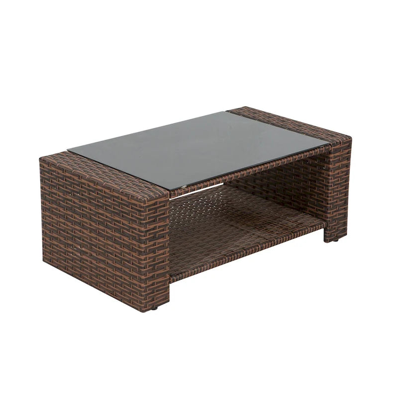 Grandview Outdoor – Ensemble de conversation de patio 4 pièces brun avec coussins