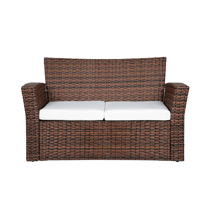 Grandview Outdoor – Ensemble de conversation de patio 4 pièces brun avec coussins