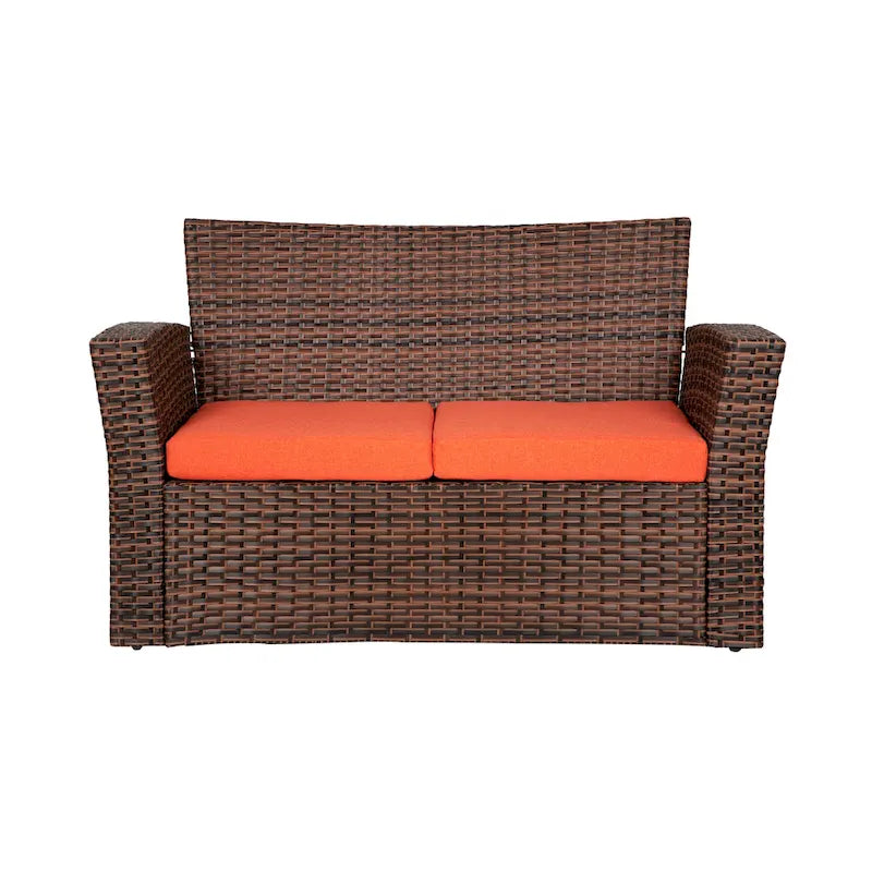 Grandview Outdoor – Ensemble de conversation de patio 4 pièces brun avec coussins