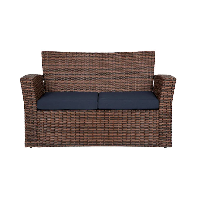 Grandview Outdoor – Ensemble de conversation de patio 4 pièces brun avec coussins
