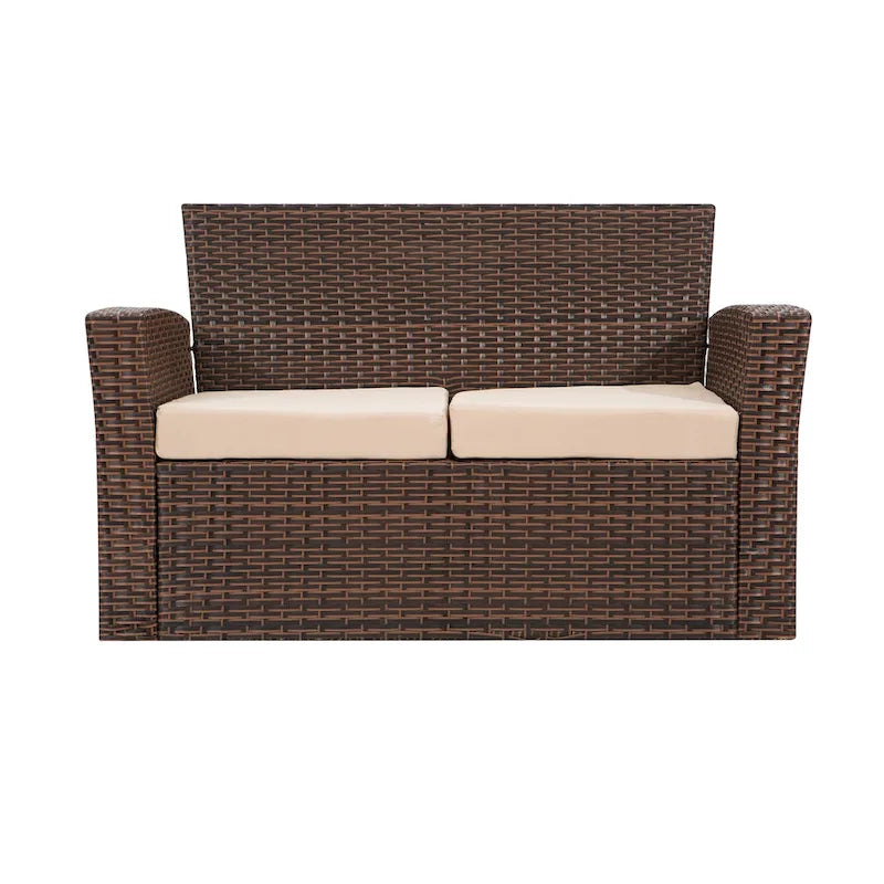 Grandview Outdoor – Ensemble de conversation de patio 4 pièces brun avec coussins