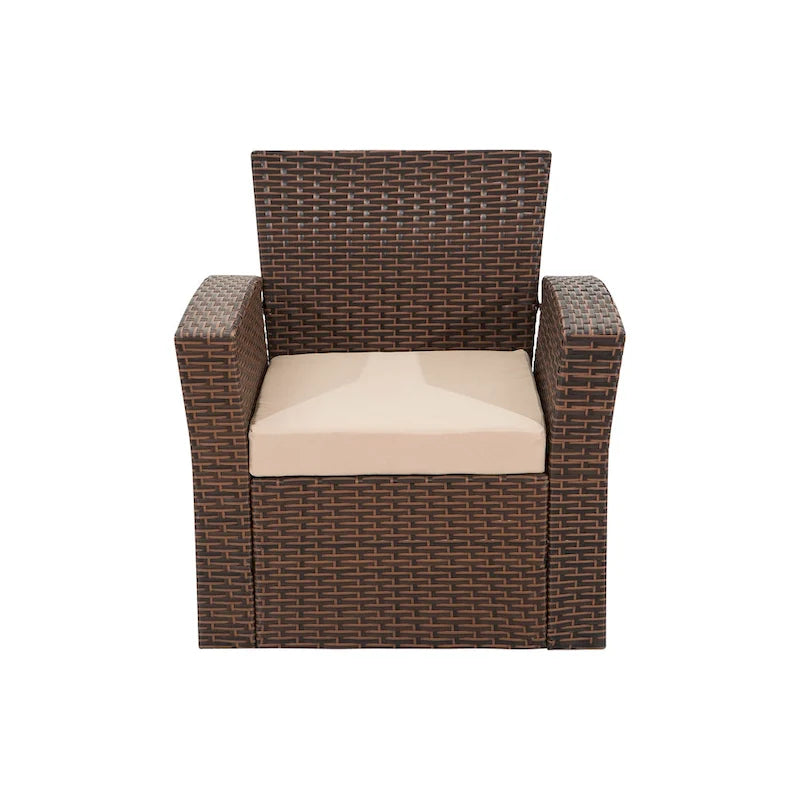 Grandview Outdoor – Ensemble de conversation de patio 4 pièces brun avec coussins