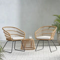 Ensemble de conversation d'extérieur 2 places en osier Lemere avec coussins par Christopher Knight Home