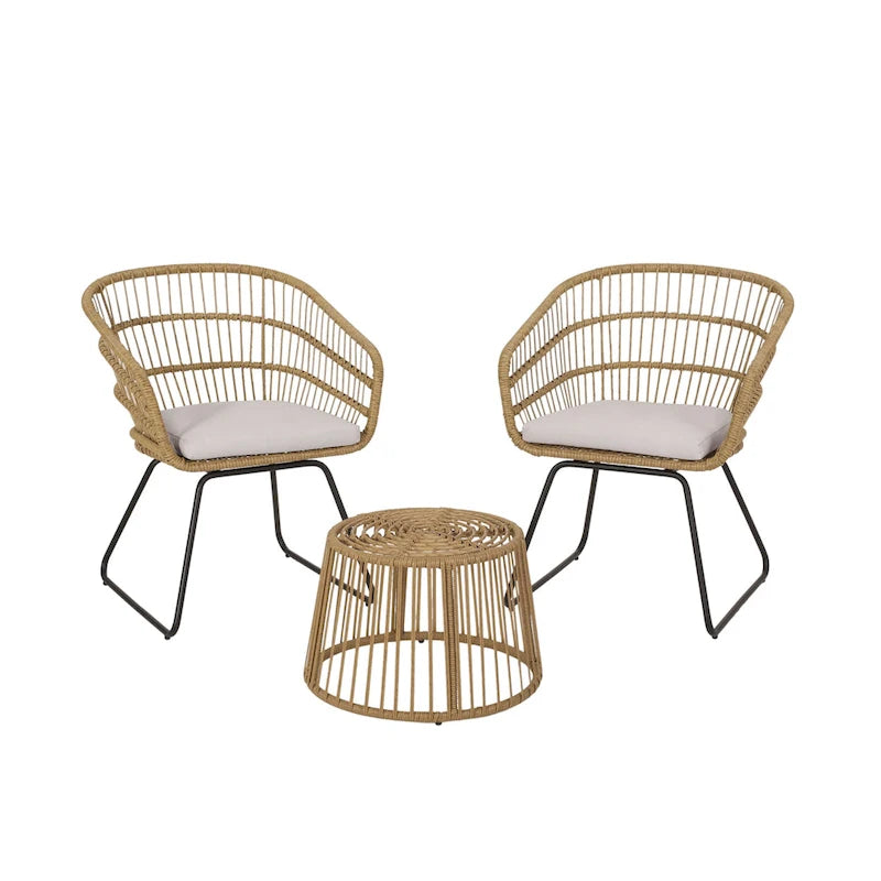 Ensemble de conversation d'extérieur 2 places en osier Lemere avec coussins par Christopher Knight Home