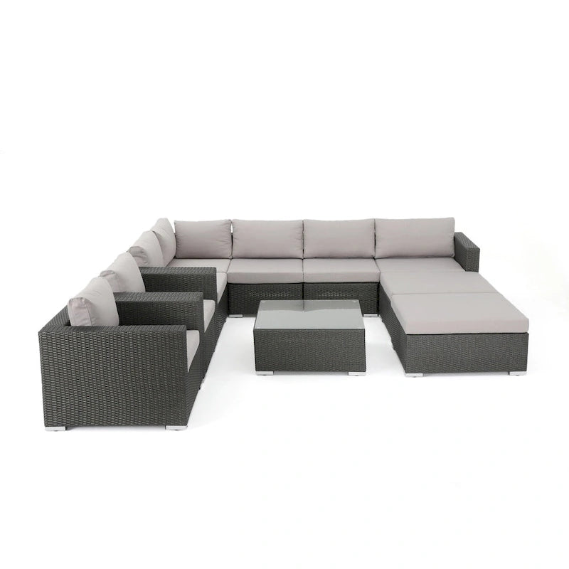 Santa Rosa Outdoor 7 Seater Wicker Sectional Sofa with Aluminum Frame by Christopher Knight Home