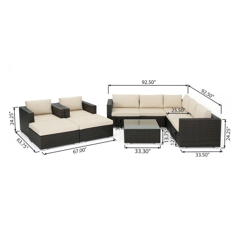 Santa Rosa Outdoor 7 Seater Wicker Sectional Sofa with Aluminum Frame by Christopher Knight Home
