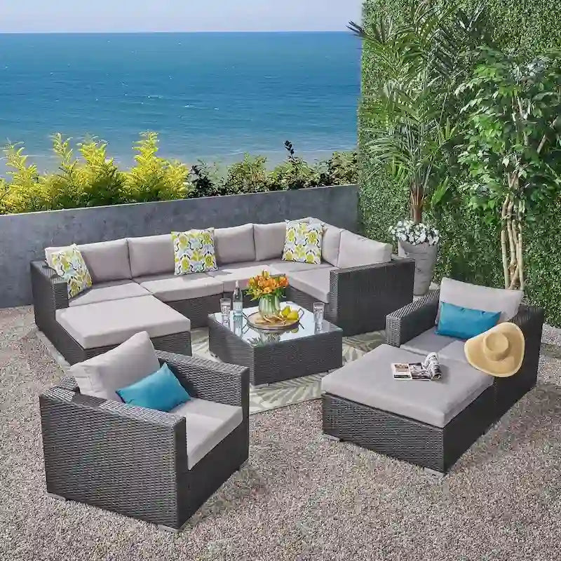 Santa Rosa Outdoor 7 Seater Wicker Sectional Sofa with Aluminum Frame by Christopher Knight Home