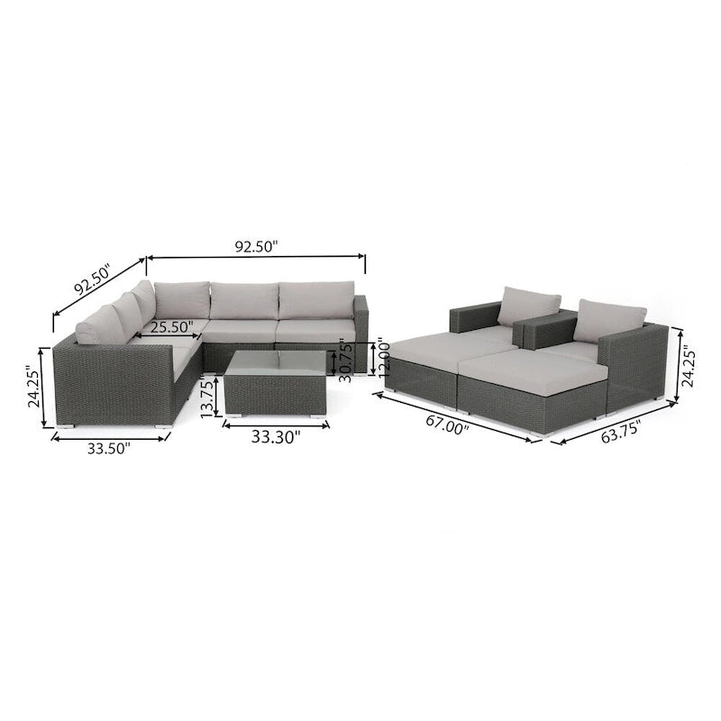 Santa Rosa Outdoor 7 Seater Wicker Sectional Sofa with Aluminum Frame by Christopher Knight Home