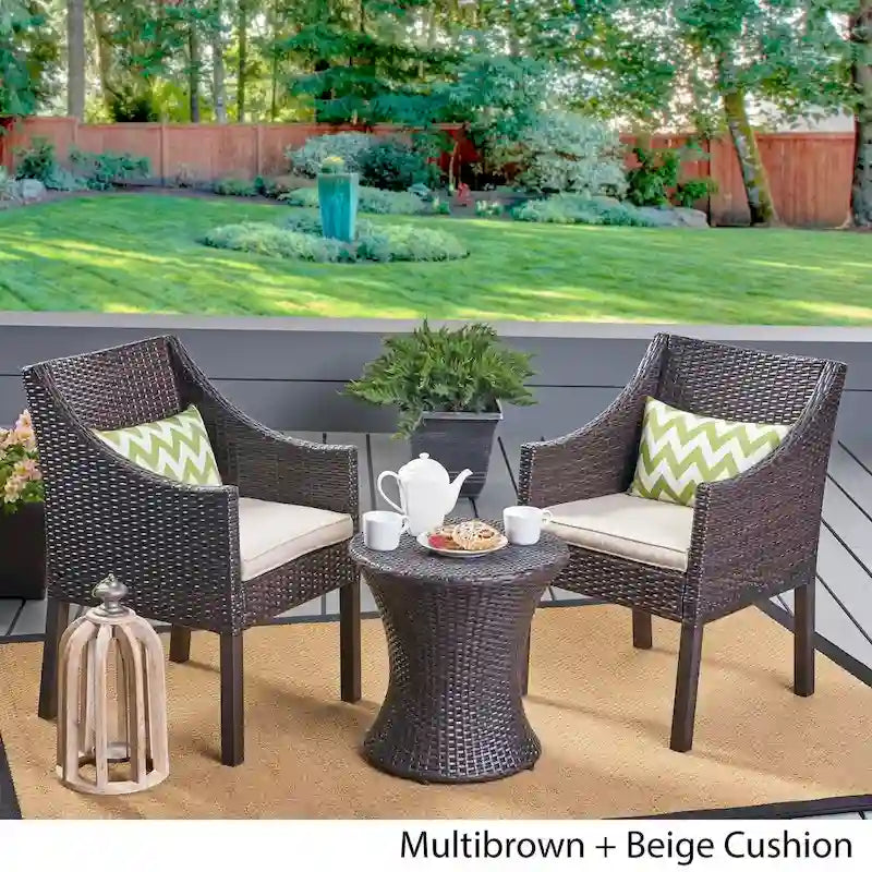 Ensemble de conversation 3 pièces en osier Sagan Outdoor de Christopher Knight Home