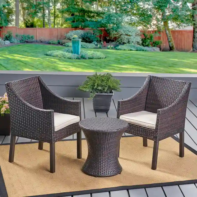 Ensemble de conversation 3 pièces en osier Sagan Outdoor de Christopher Knight Home