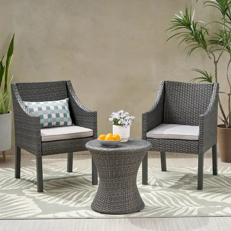 Ensemble de conversation 3 pièces en osier Sagan Outdoor de Christopher Knight Home