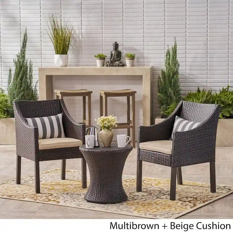 Ensemble de conversation 3 pièces en osier Sagan Outdoor de Christopher Knight Home