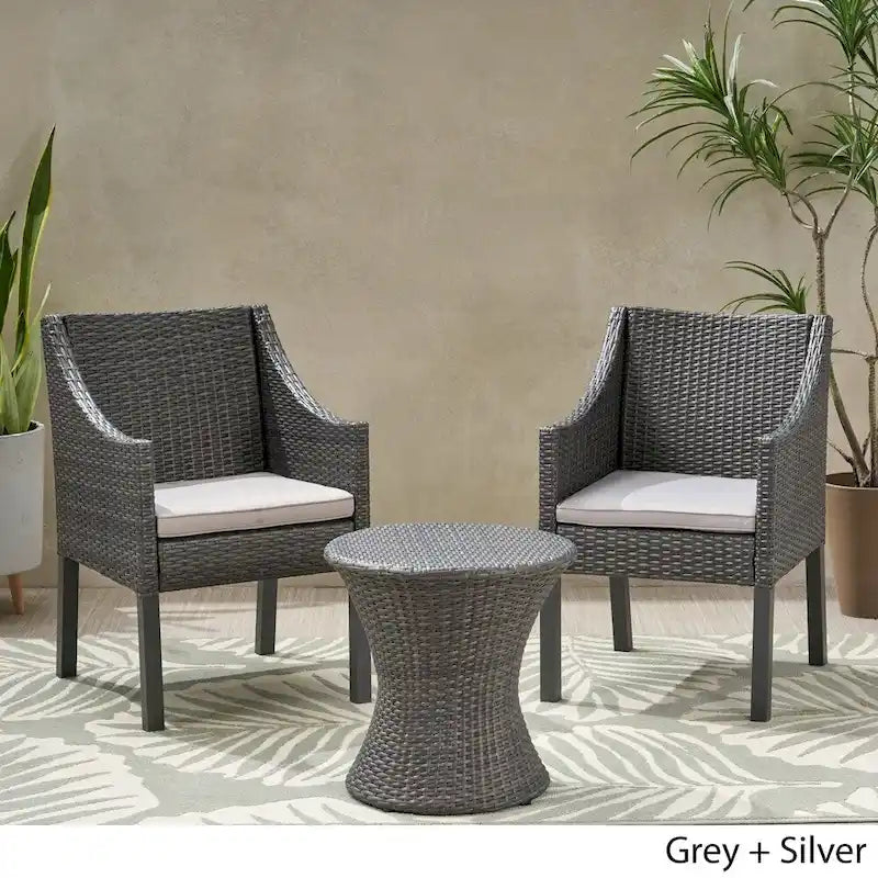 Ensemble de conversation 3 pièces en osier Sagan Outdoor de Christopher Knight Home