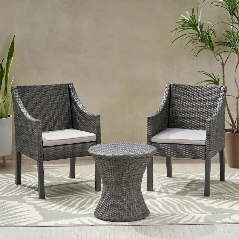 Ensemble de conversation 3 pièces en osier Sagan Outdoor de Christopher Knight Home
