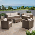 Ensemble de conversation en osier rembourré 7 places Puerta Outdoor par Christopher Knight Home