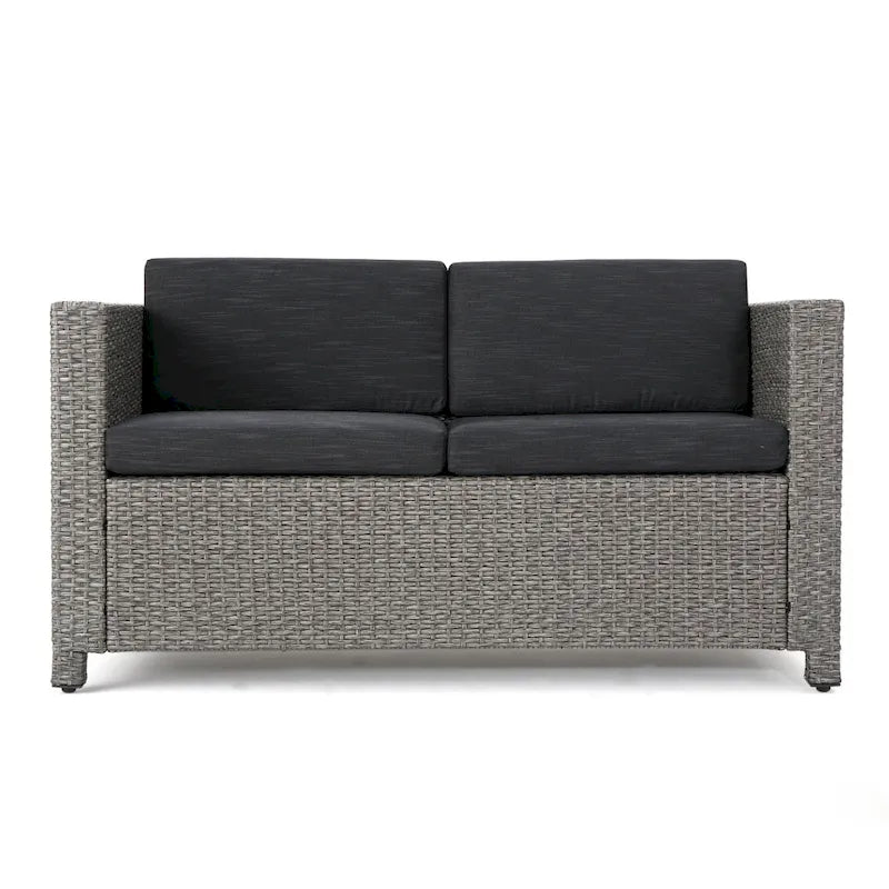 Ensemble de conversation en osier rembourré 7 places Puerta Outdoor par Christopher Knight Home