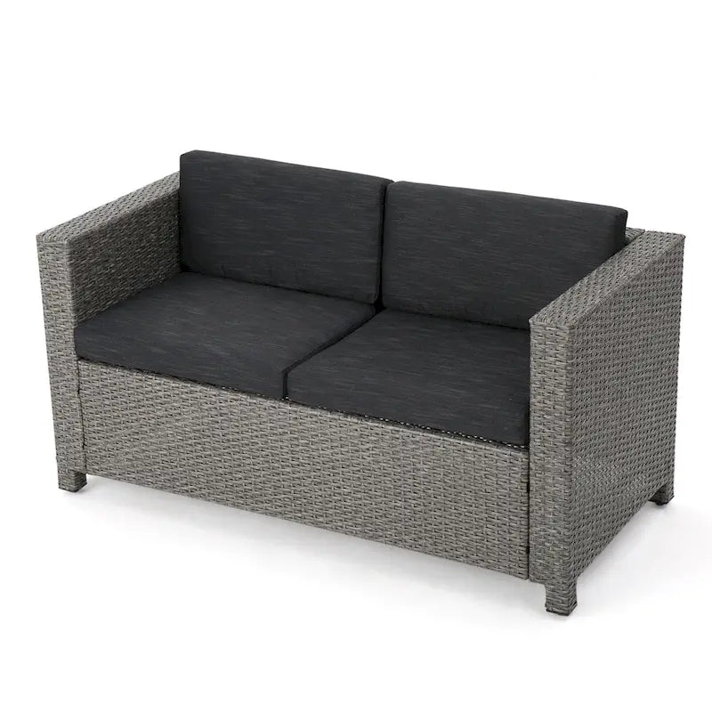 Ensemble de conversation en osier rembourré 7 places Puerta Outdoor par Christopher Knight Home