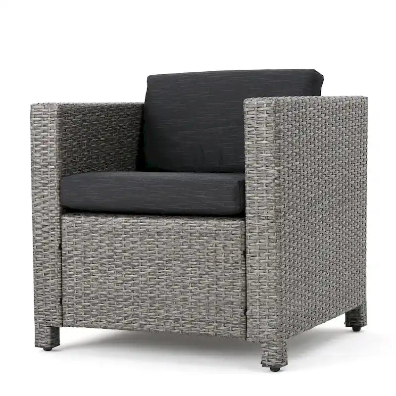 Ensemble de conversation en osier rembourré 7 places Puerta Outdoor par Christopher Knight Home
