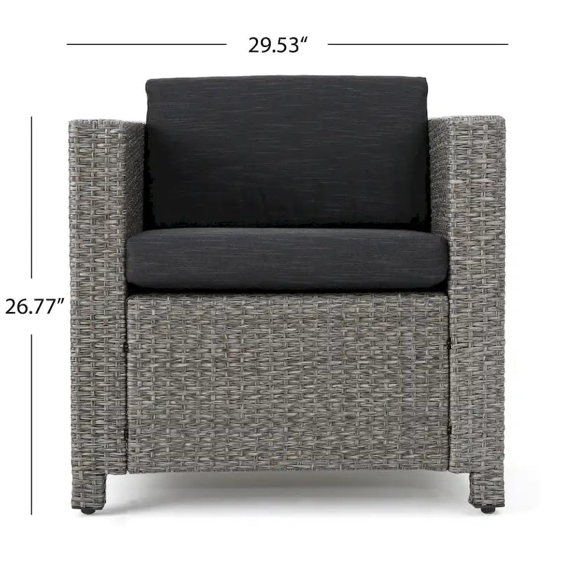 Ensemble de conversation en osier rembourré 7 places Puerta Outdoor par Christopher Knight Home