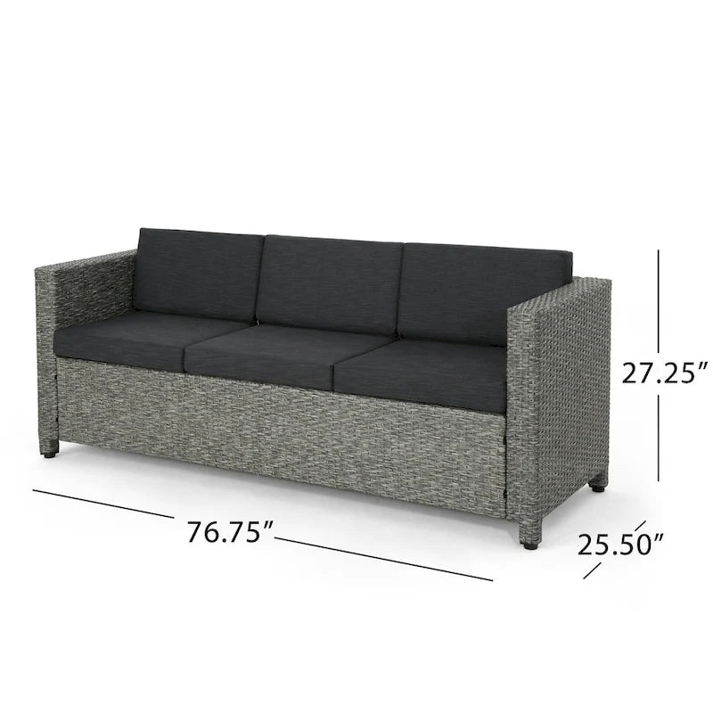 Ensemble de conversation en osier rembourré 7 places Puerta Outdoor par Christopher Knight Home