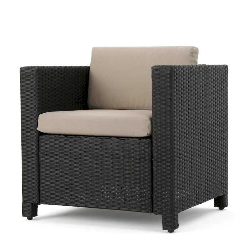 Ensemble de conversation en osier rembourré 7 places Puerta Outdoor par Christopher Knight Home