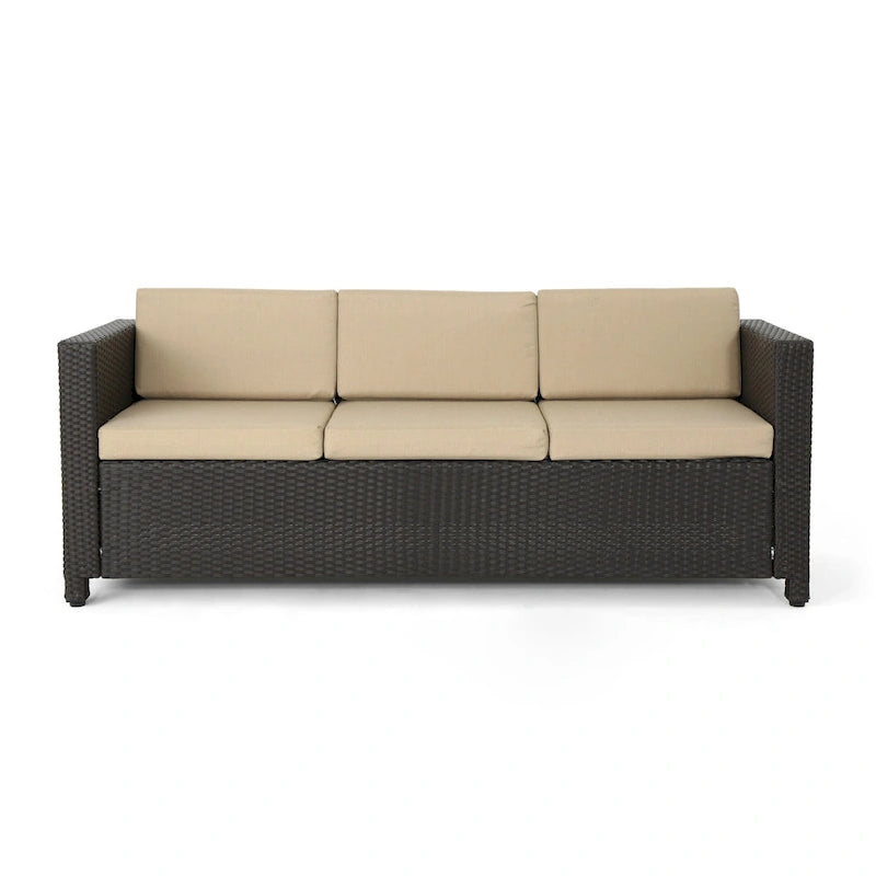 Ensemble de conversation en osier rembourré 7 places Puerta Outdoor par Christopher Knight Home