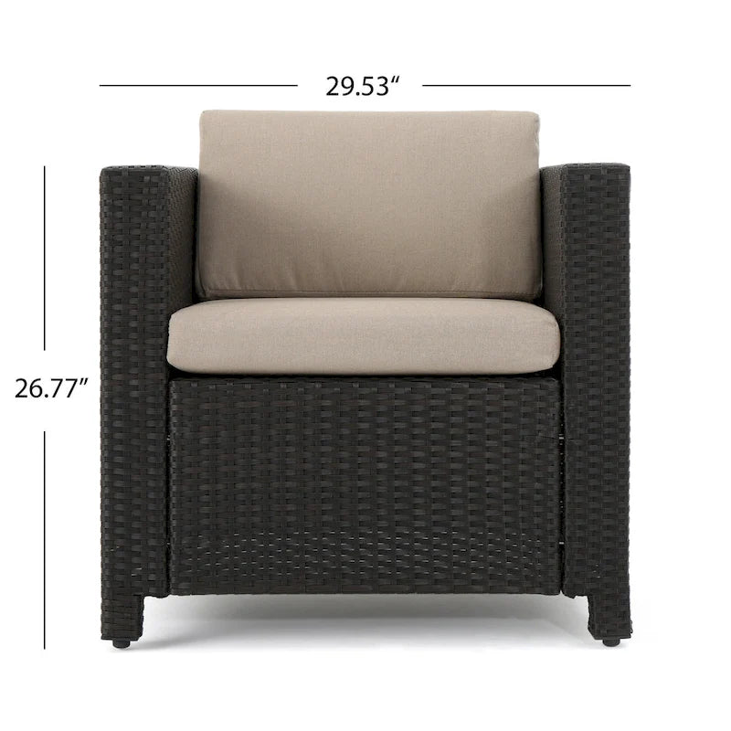 Ensemble de conversation en osier rembourré 7 places Puerta Outdoor par Christopher Knight Home