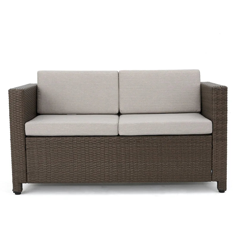 Ensemble de conversation en osier rembourré 7 places Puerta Outdoor par Christopher Knight Home