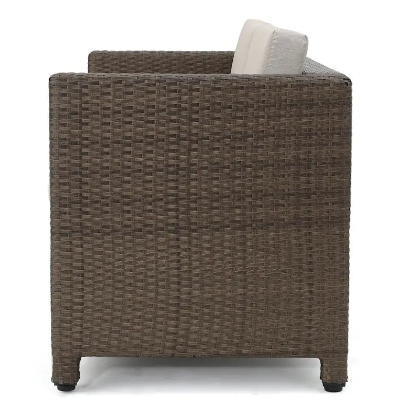 Ensemble de conversation en osier rembourré 7 places Puerta Outdoor par Christopher Knight Home