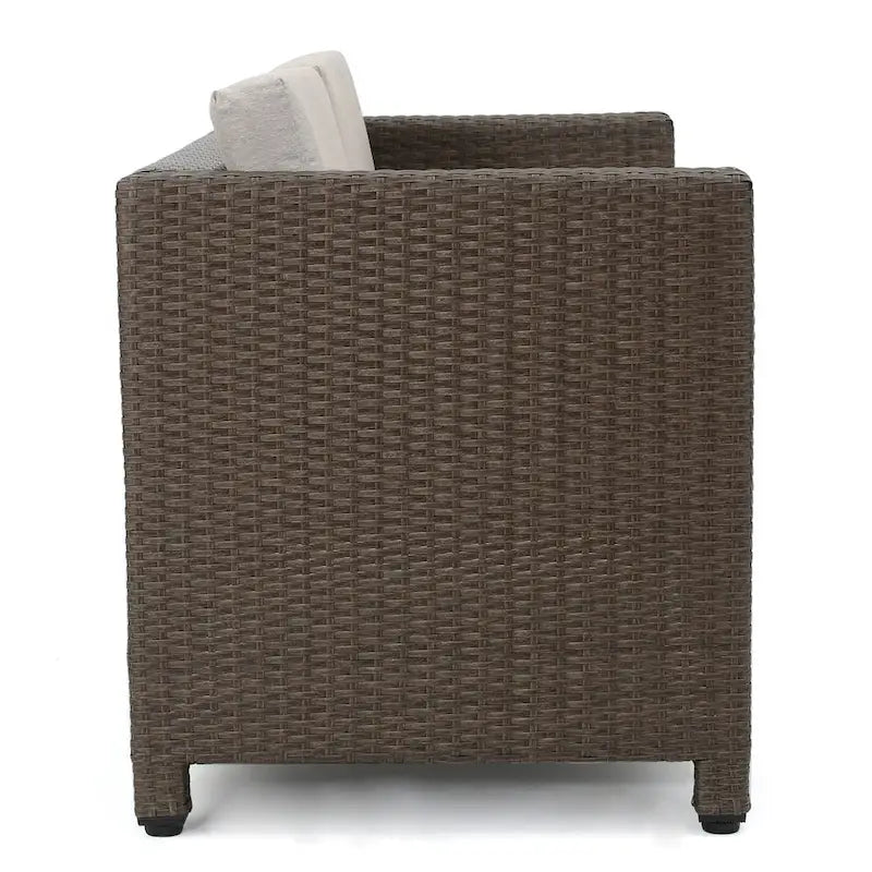 Ensemble de conversation en osier rembourré 7 places Puerta Outdoor par Christopher Knight Home
