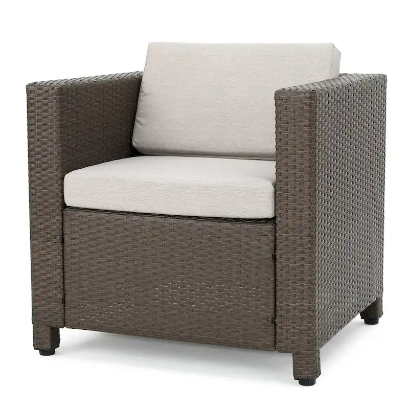 Ensemble de conversation en osier rembourré 7 places Puerta Outdoor par Christopher Knight Home