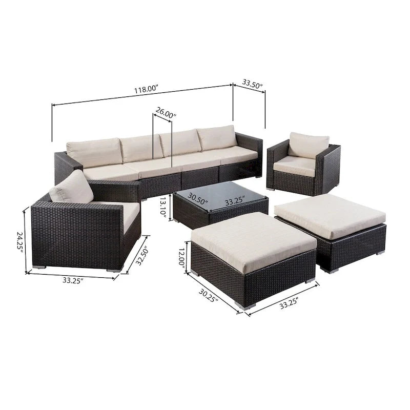 Canapé d'angle d'extérieur 6 places en osier avec cadre en aluminium Santa Rosa par Christopher Knight Home