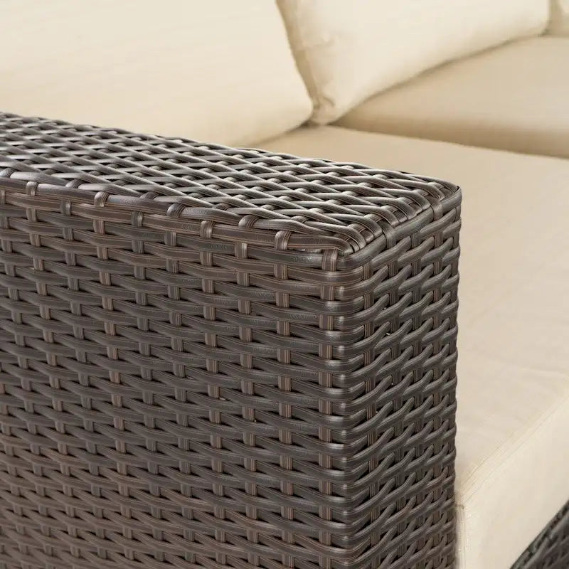 Canapé d'angle d'extérieur 6 places en osier avec cadre en aluminium Santa Rosa par Christopher Knight Home