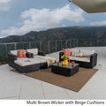 Ensemble de canapé d'angle en osier 7 pièces d'extérieur Santa Rosa avec coussins par Christopher Knight Home