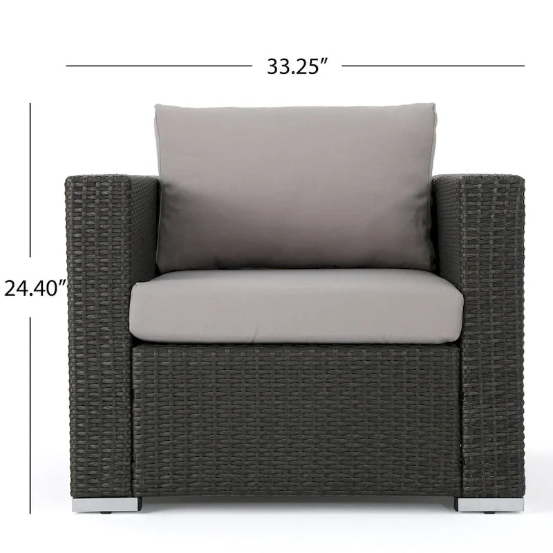 Ensemble de canapé d'angle en osier 7 pièces d'extérieur Santa Rosa avec coussins par Christopher Knight Home