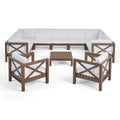 Ensemble de canapé d'angle 11 places et fauteuil club en bois d'acacia Brava Outdoor par Christopher Knight Home