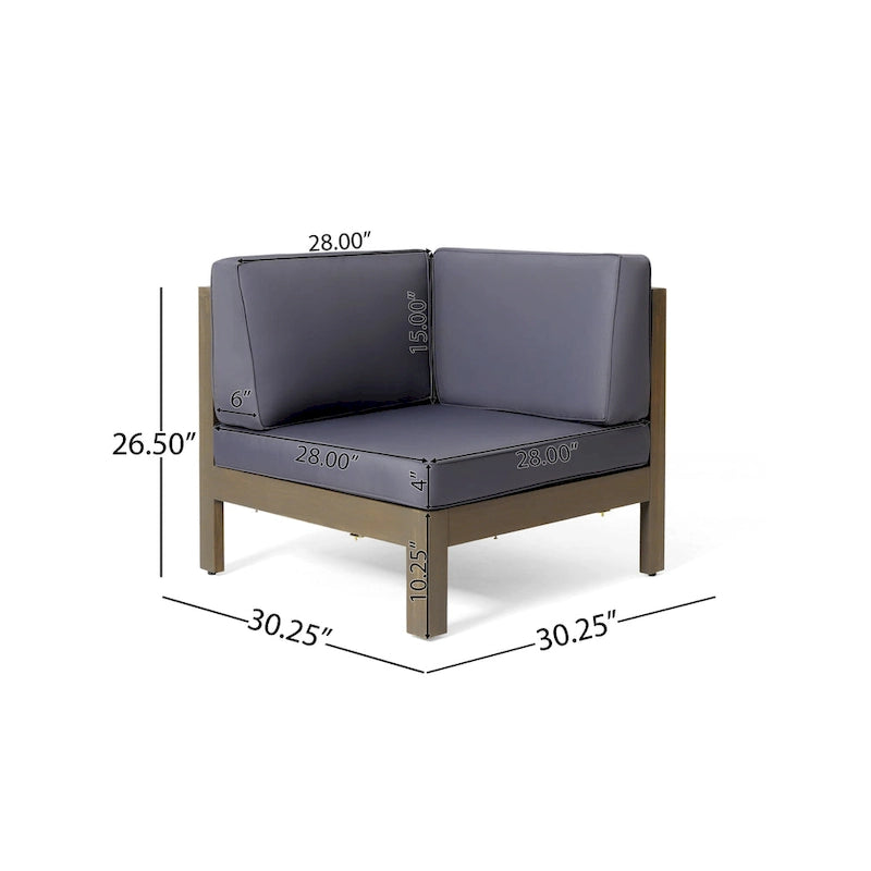 Ensemble de canapé d'angle 11 places et fauteuil club en bois d'acacia Brava Outdoor par Christopher Knight Home