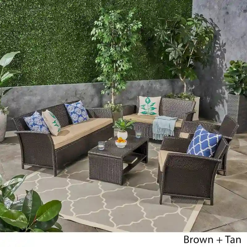 Ensemble de conversation en osier 7 places d'extérieur St. Lucia par Christopher Knight Home