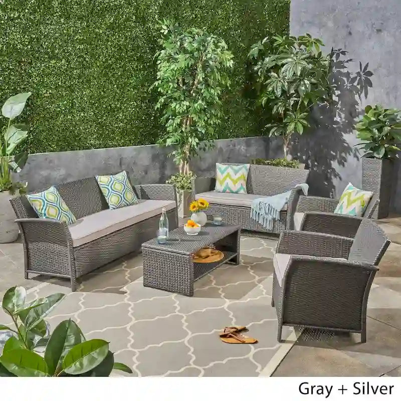 Ensemble de conversation en osier 7 places d'extérieur St. Lucia par Christopher Knight Home