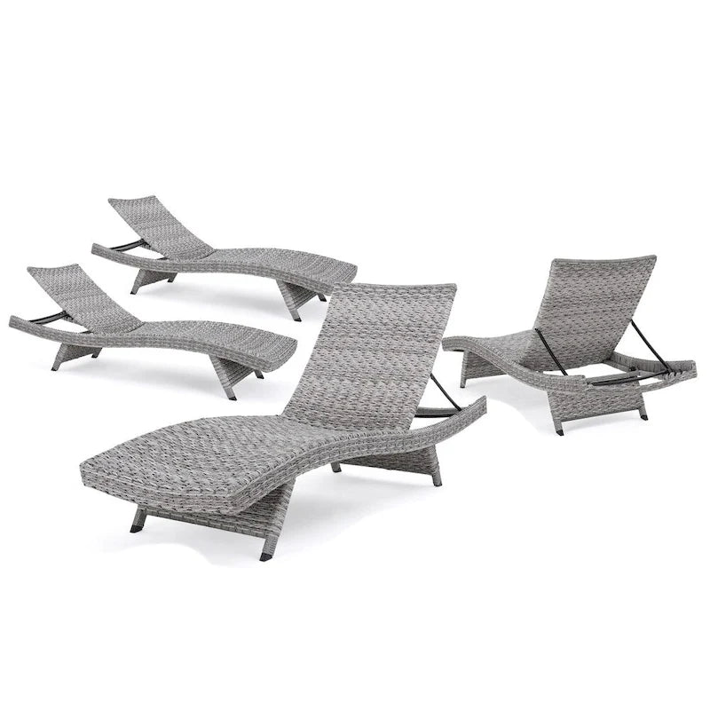 Chaises longues d'extérieur en osier/aluminium Crete (lot de 4) par Christopher Knight Home