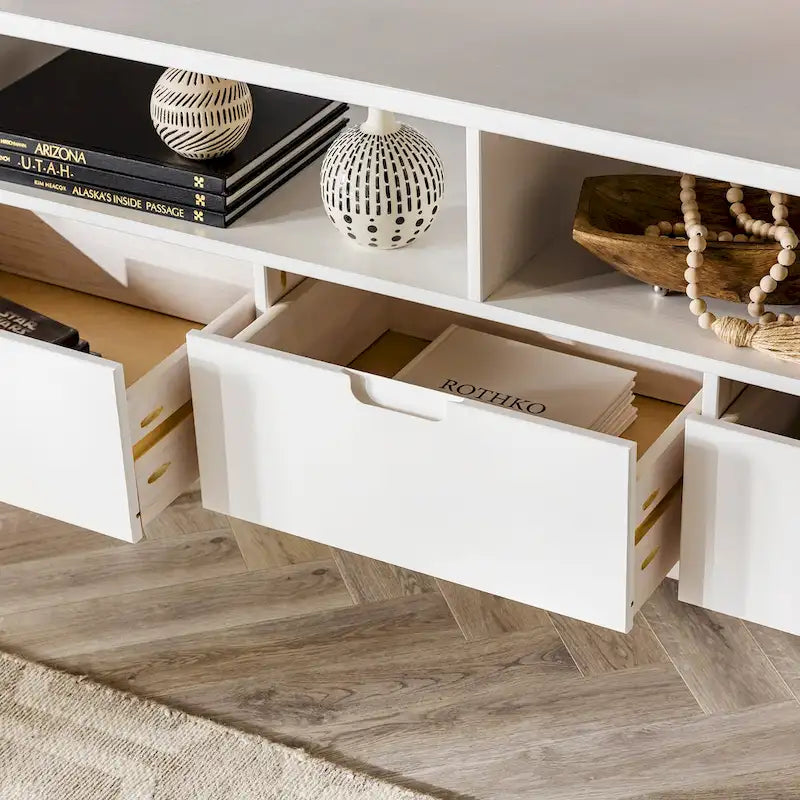Meuble TV en bois massif Alby 58 pouces de Middlebrook, style Mid-Century