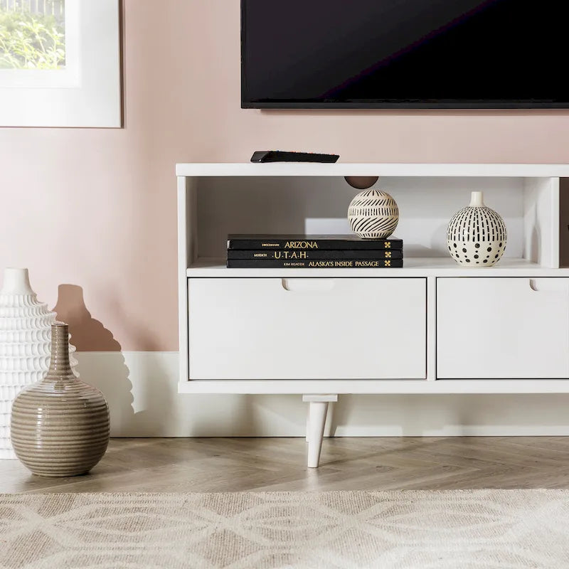 Meuble TV en bois massif Alby 58 pouces de Middlebrook, style Mid-Century