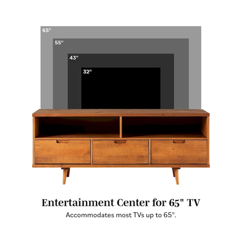 Meuble TV en bois massif Alby 58 pouces de Middlebrook, style Mid-Century