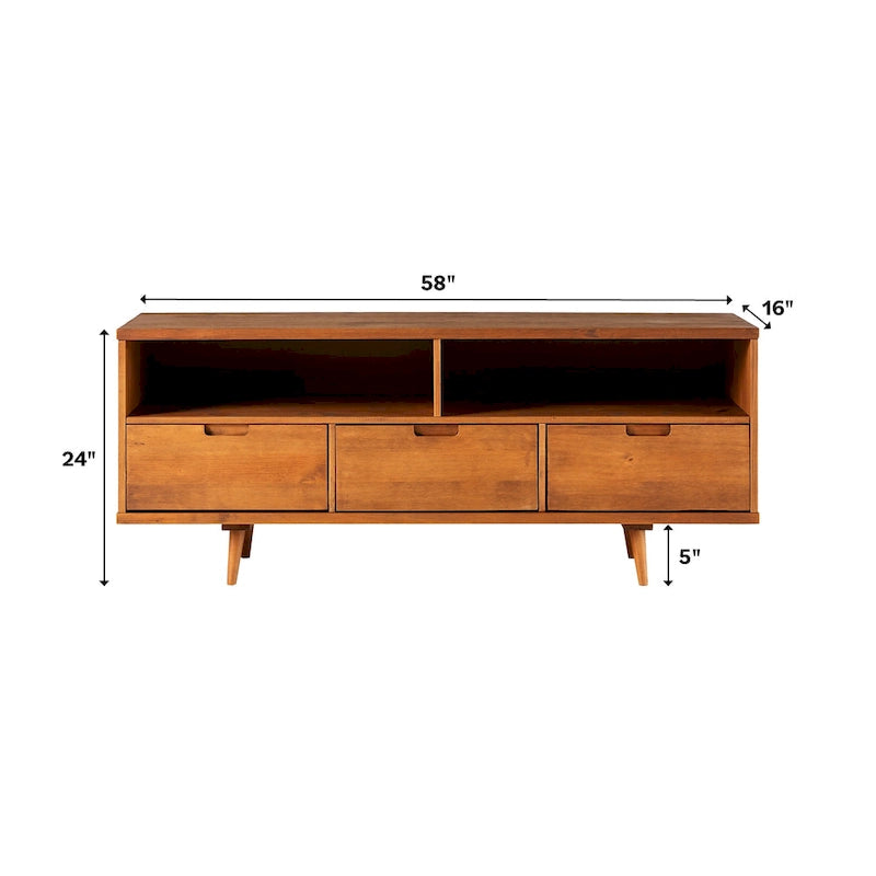 Meuble TV en bois massif Alby 58 pouces de Middlebrook, style Mid-Century