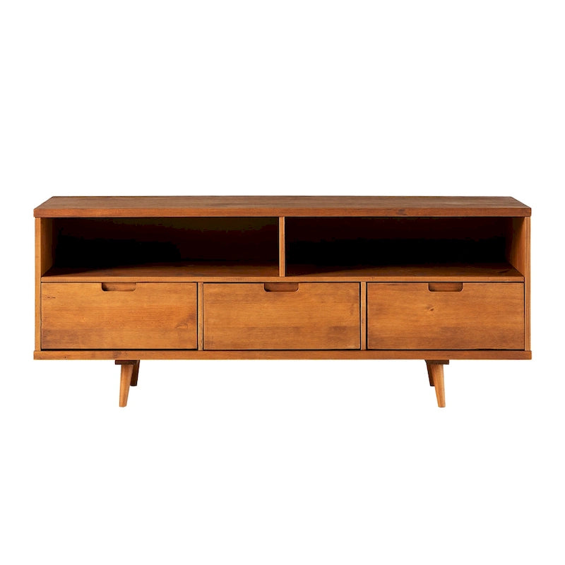 Meuble TV en bois massif Alby 58 pouces de Middlebrook, style Mid-Century