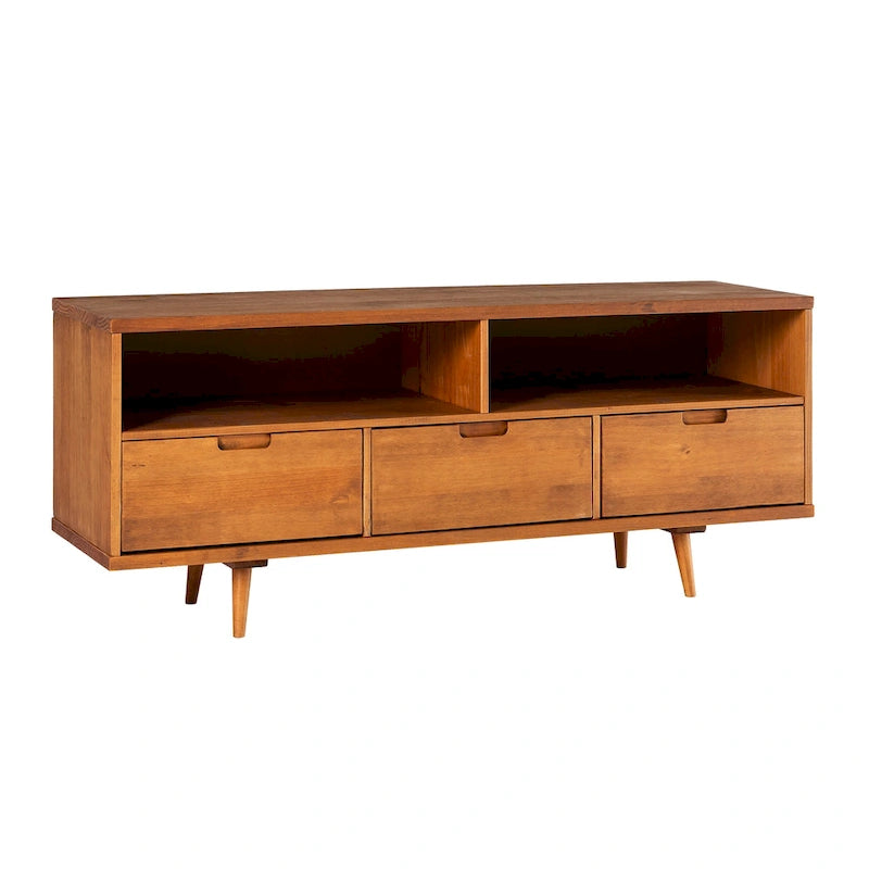 Meuble TV en bois massif Alby 58 pouces de Middlebrook, style Mid-Century