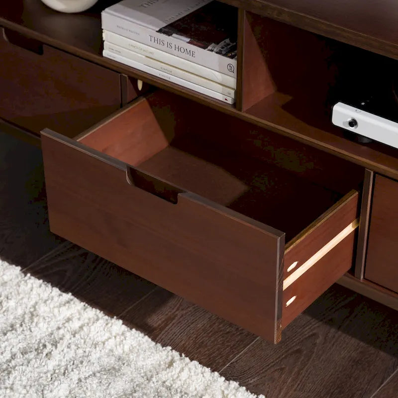 Meuble TV en bois massif Alby 58 pouces de Middlebrook, style Mid-Century